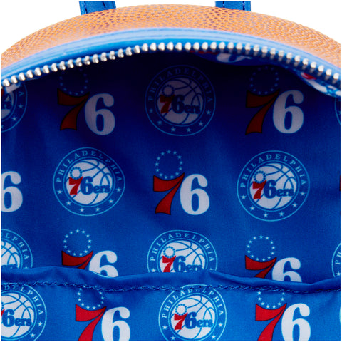 NBA Philadelphia 76ers Basketball Logo Mini Backpack Inside Lining View