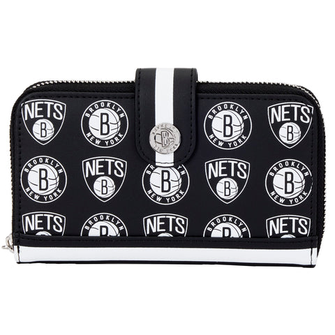 NBA Brookyn Nets Logo Zip Around Wallet Front View