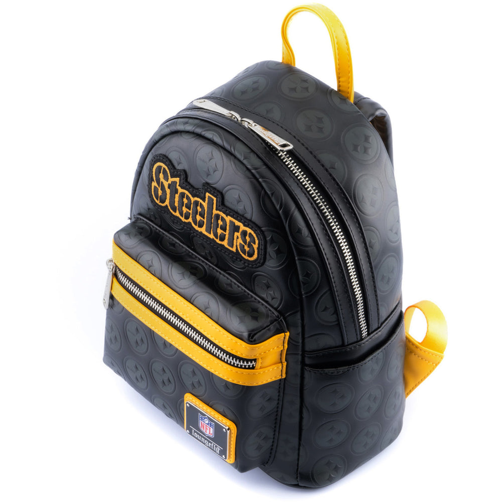NFL Pittsburgh Steelers Logo Mini Backpack Front View Top Side View-zoom