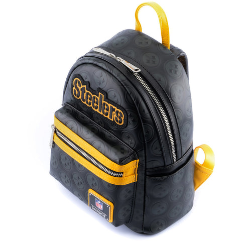 NFL Pittsburgh Steelers Logo Mini Backpack Front View Top Side View
