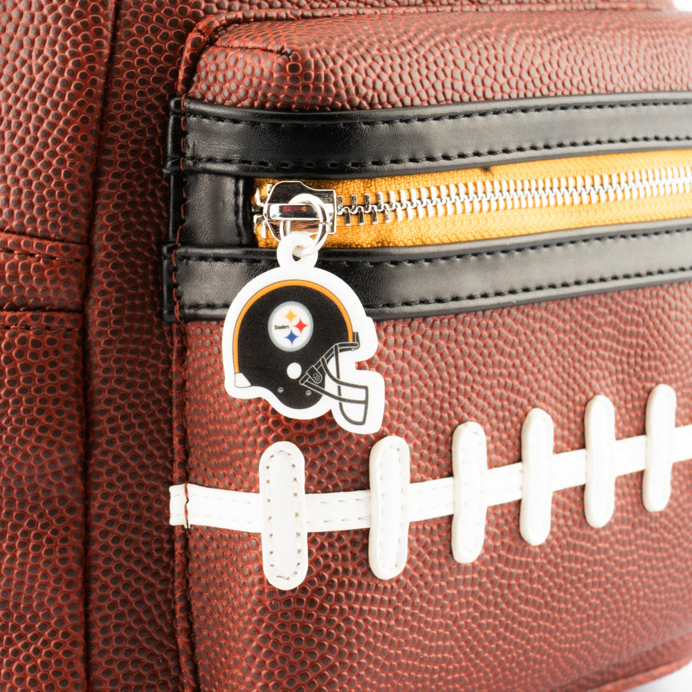 NFL Pittsburgh Steelers Pigskin Logo Mini Backpack Closeup Zipper Charm View-zoom