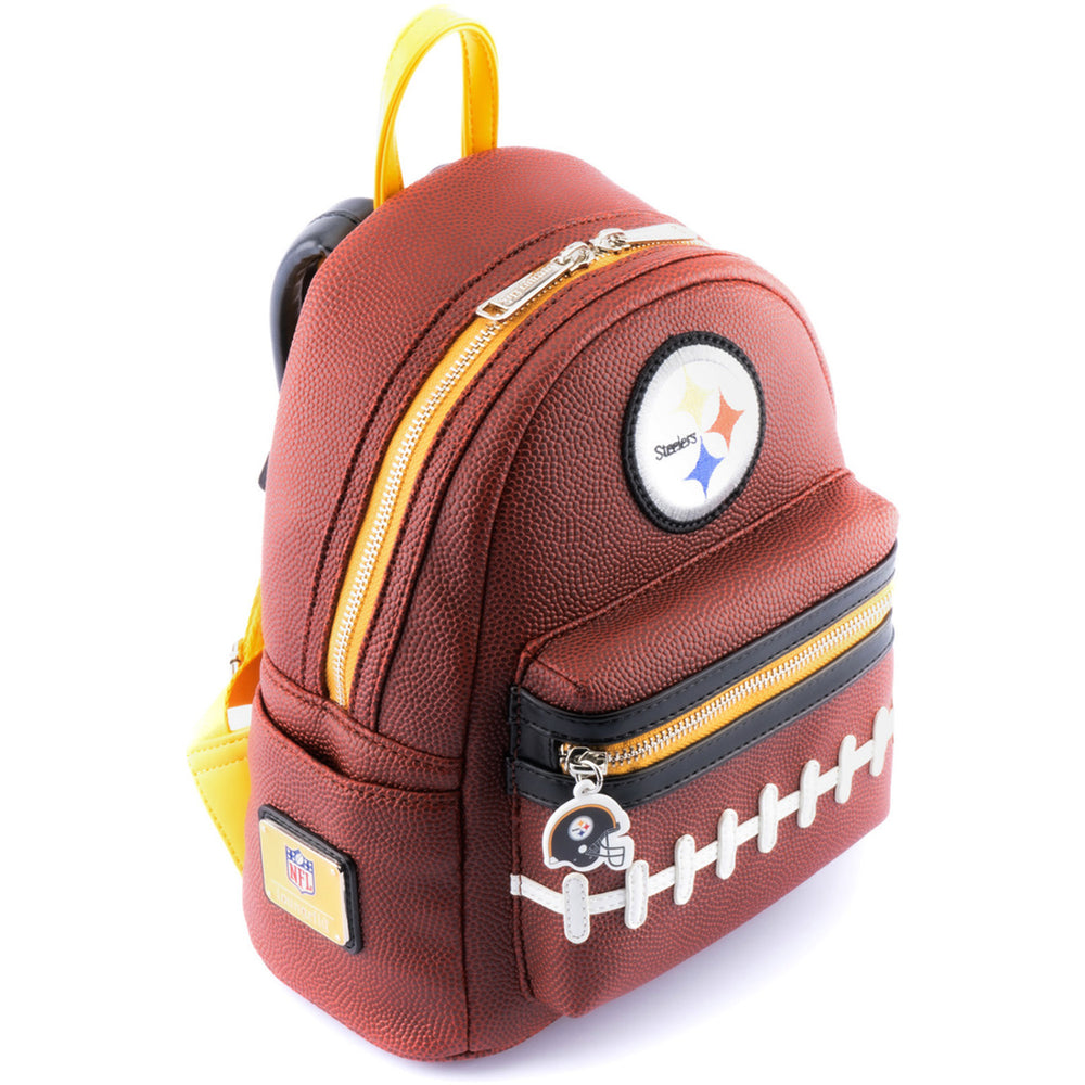NFL Pittsburgh Steelers Pigskin Logo Mini Backpack Top Side View-zoom