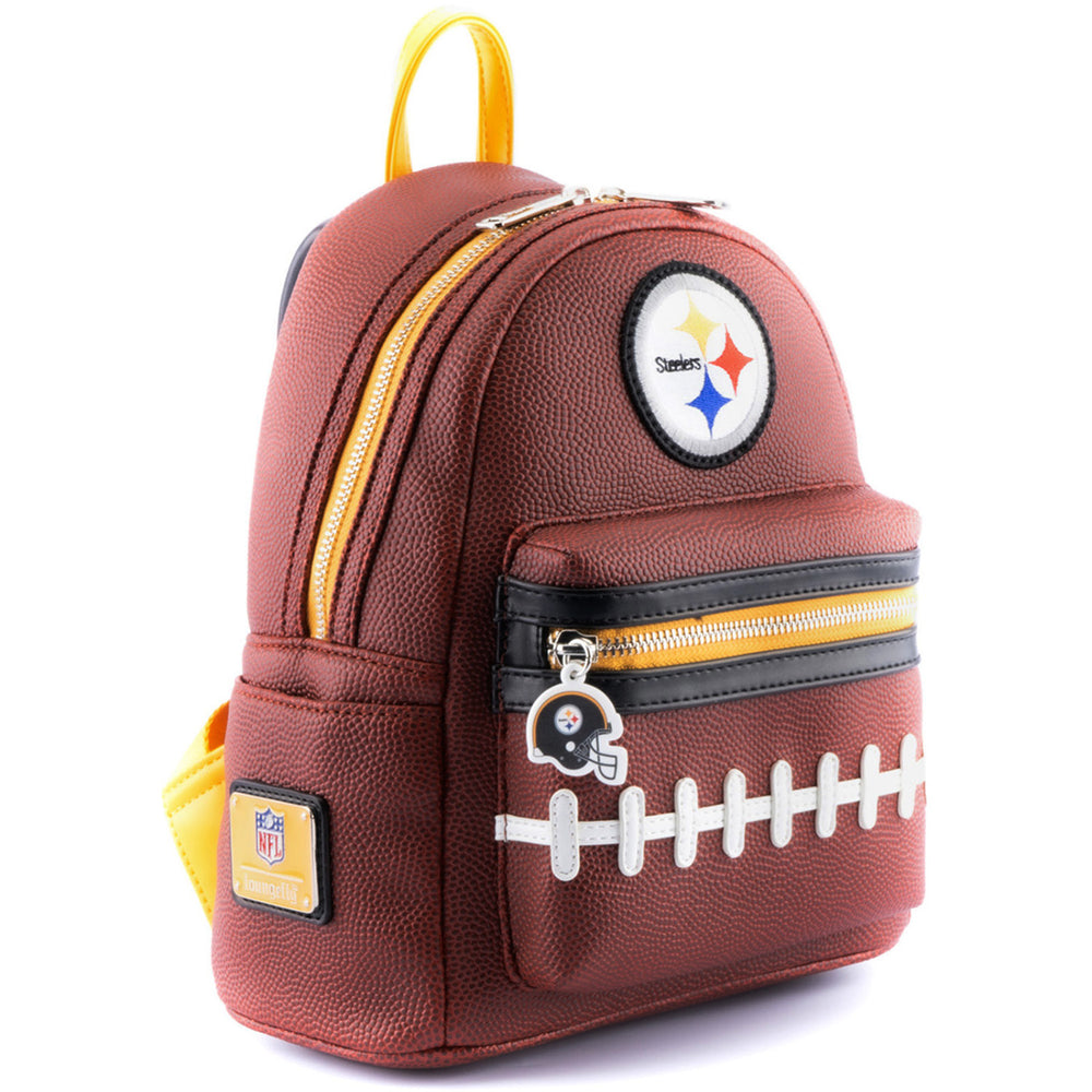 NFL Pittsburgh Steelers Pigskin Logo Mini Backpack Front View Side View-zoom