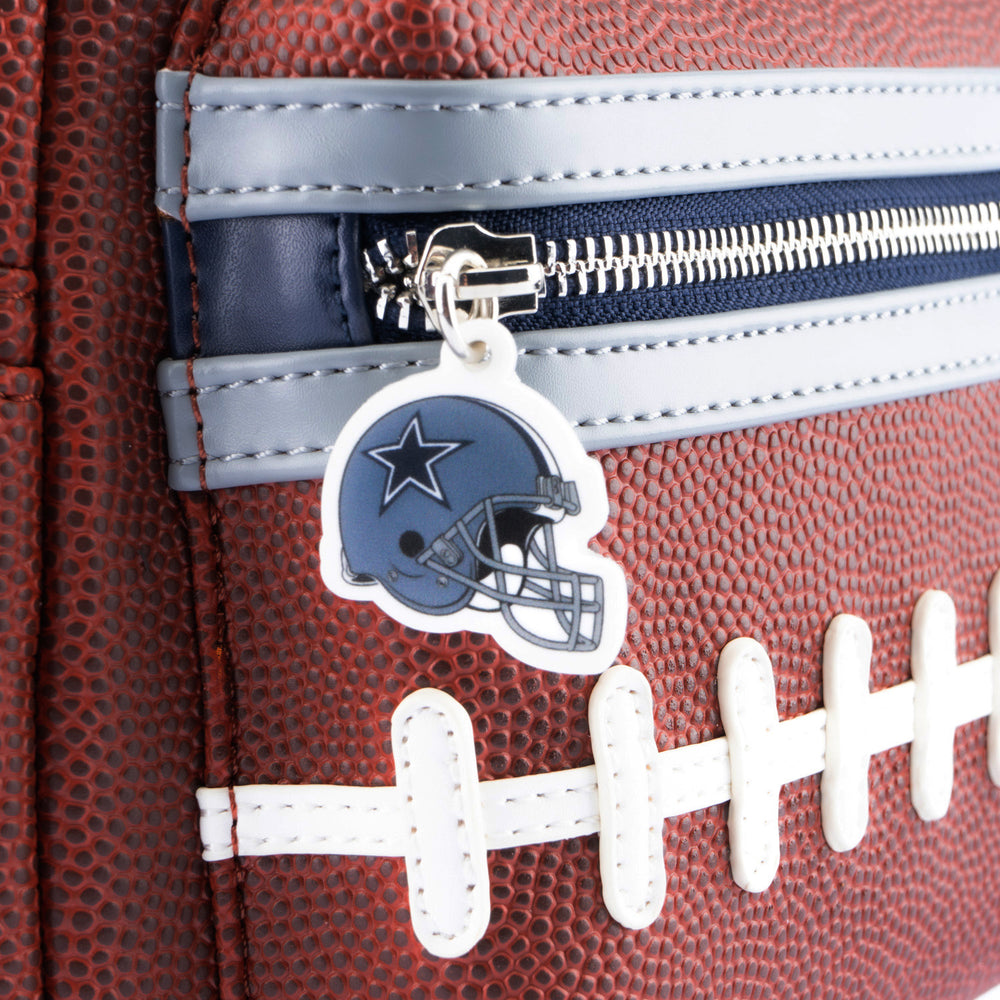 NFL Dallas Cowboys Pigskin Logo Mini Backpack Closeup Zipper Charm View-zoom