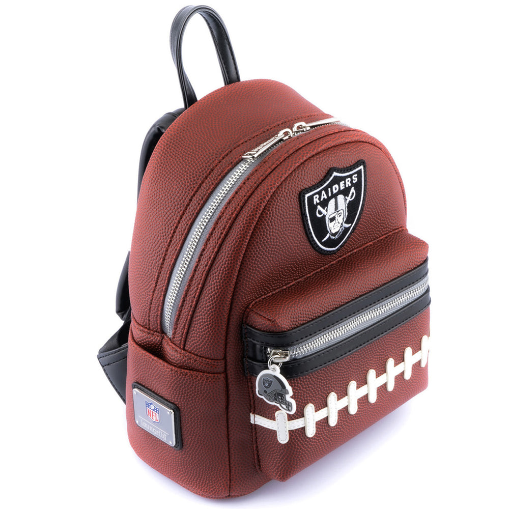 NFL Las Vegas Raiders Pigskin Logo Mini Backpack Top Side View-zoom