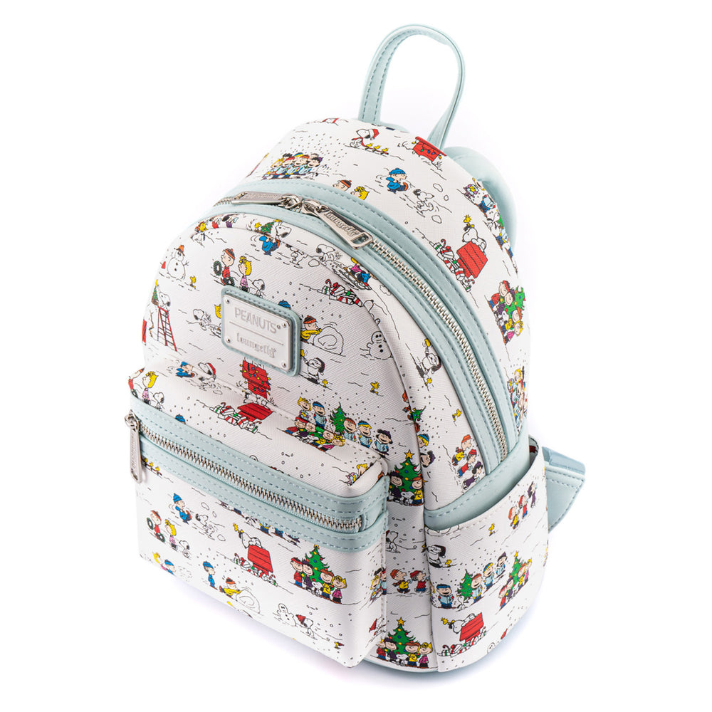 Peanuts Happy Holidays Mini Backpack Top Side View-zoom