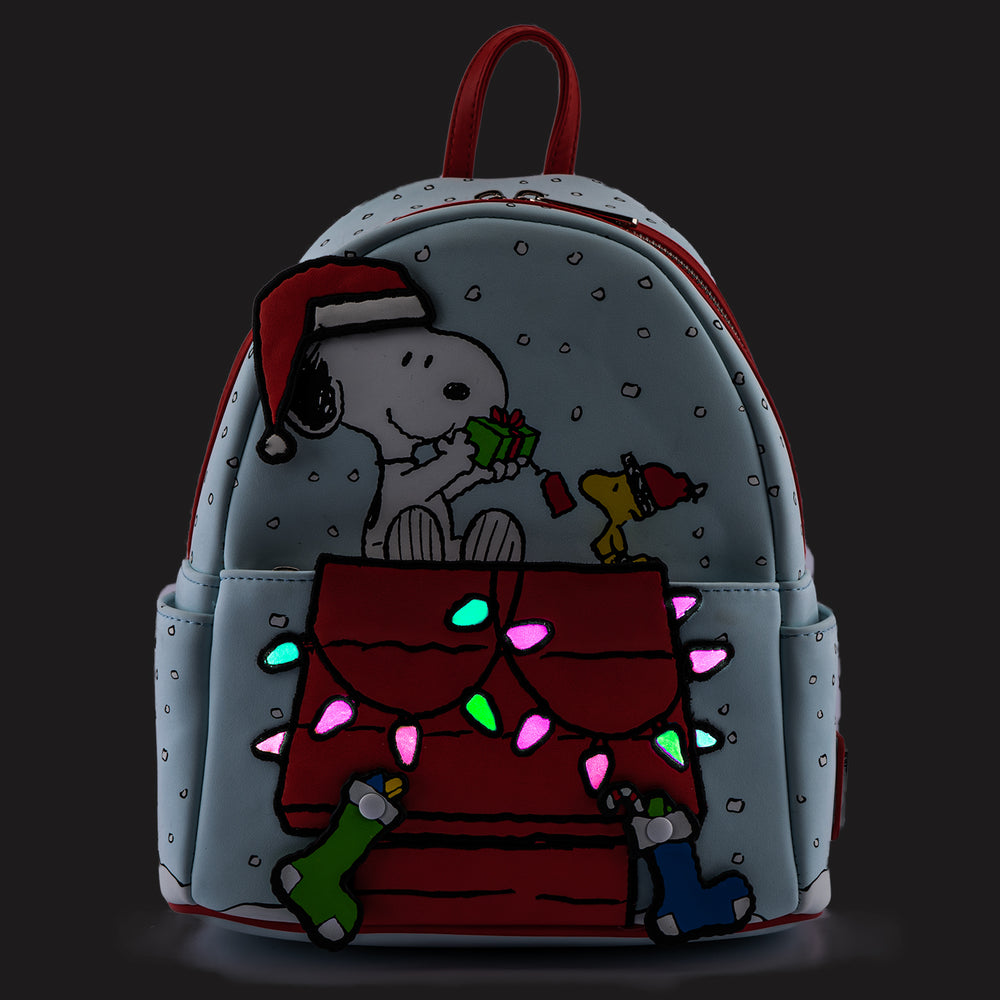 Peanuts Snoopy and Woodstock Glow in the Dark Mini Backpack Front Glow View-zoom