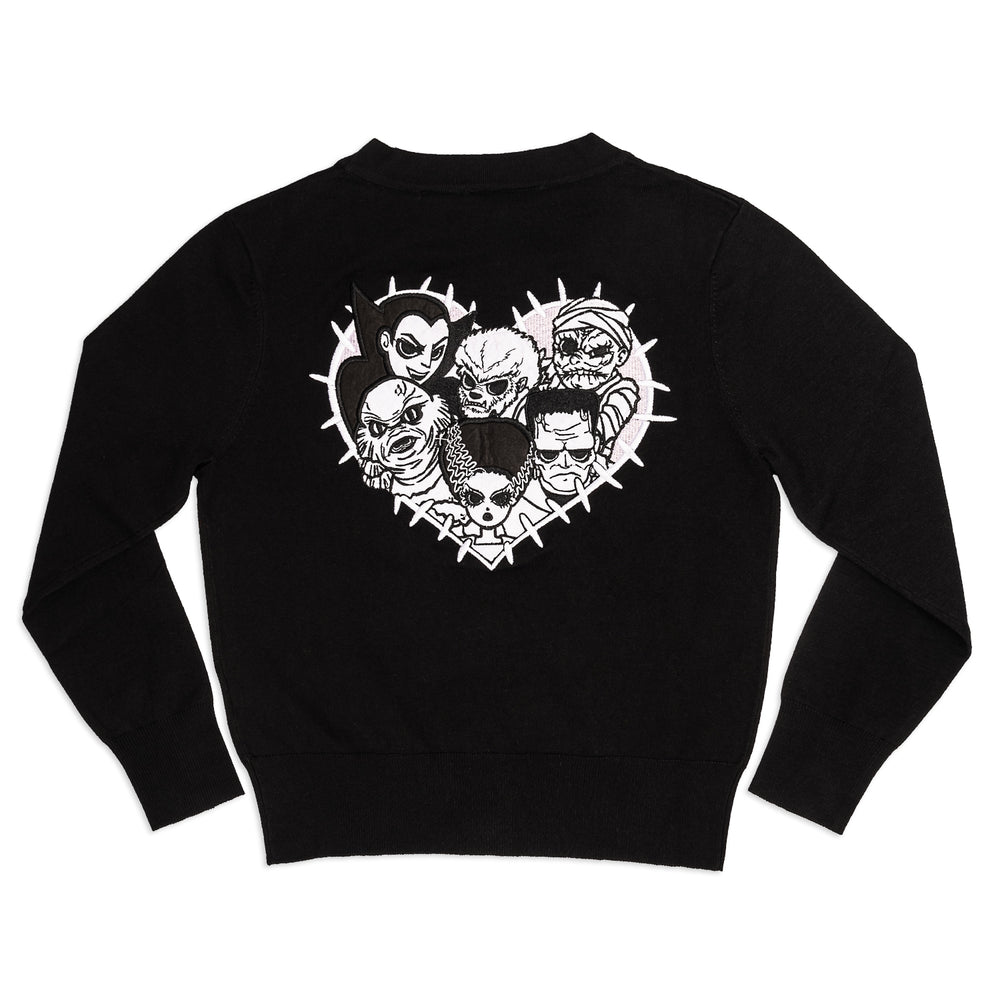 Universal Monsters Stitch Shoppe "Alexis" Cropped Cardigan Sweater Back Flat View-zoom