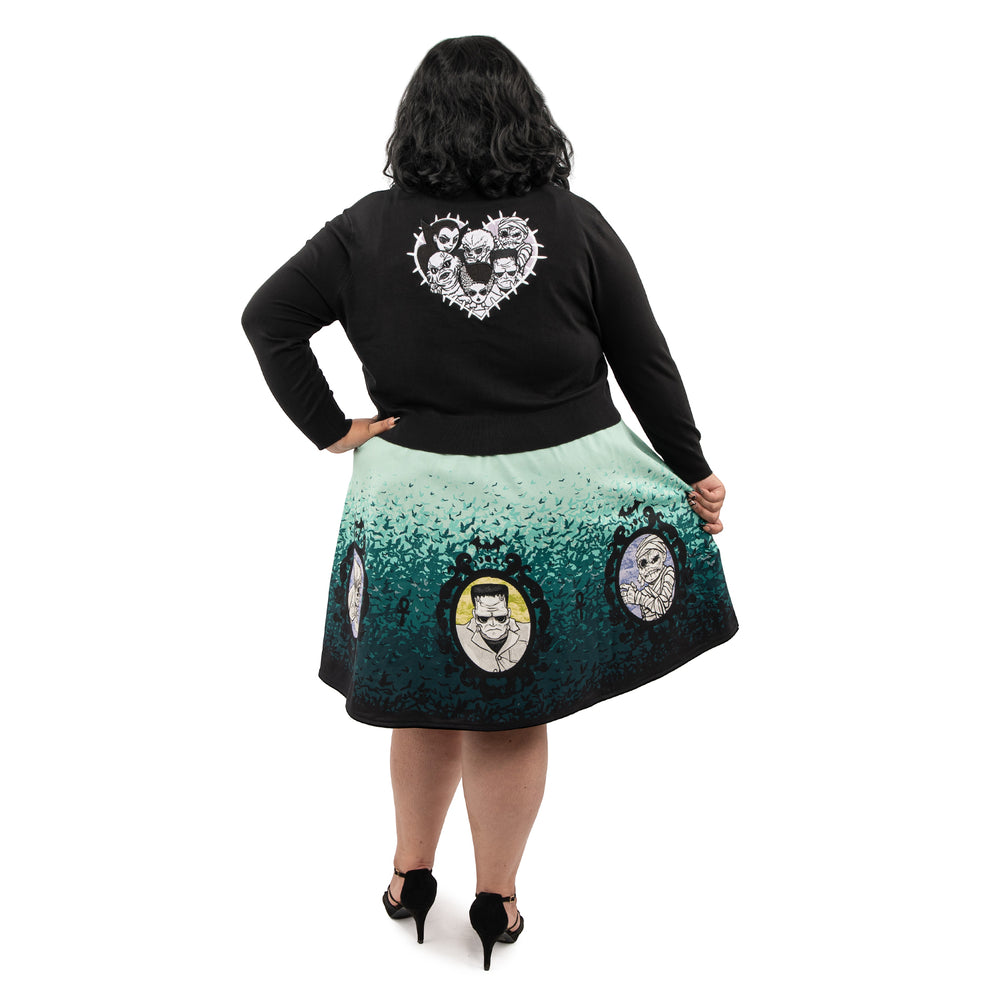 Universal Monsters Stitch Shoppe "Alexis" Cropped Cardigan Sweater Back Full Model View-zoom