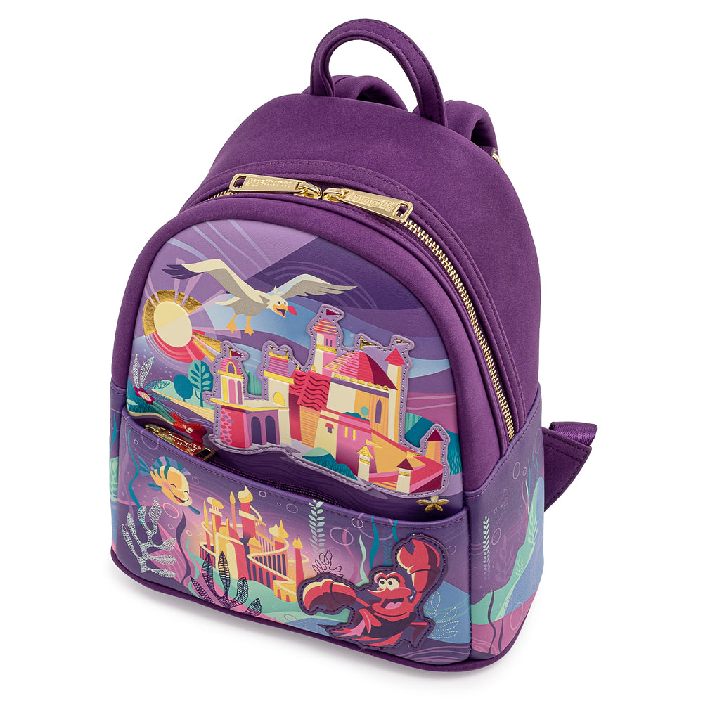 Disney The Little Mermaid Ariel Castle Mini Backpack Front Side View-zoom