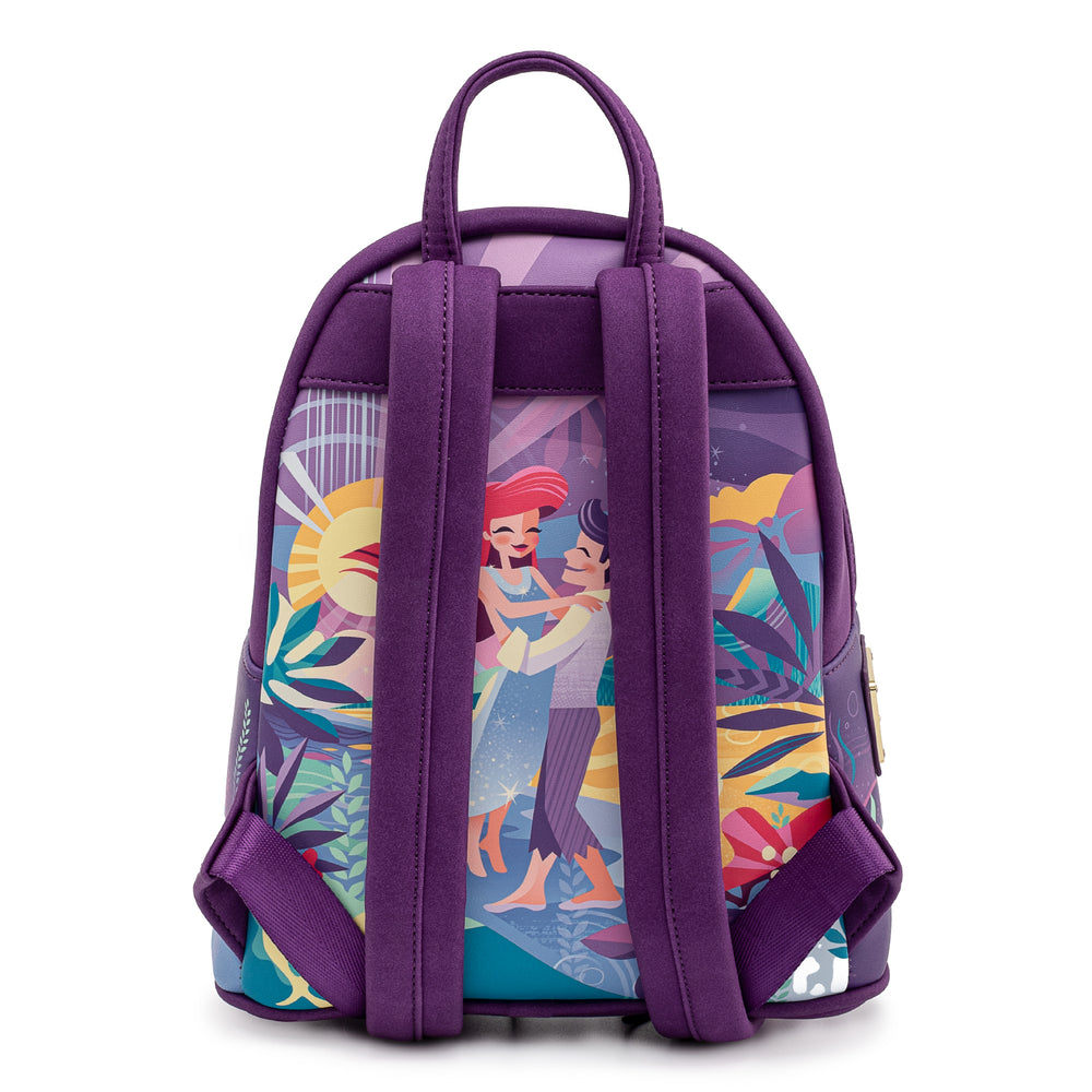 Disney The Little Mermaid Ariel Castle Mini Backpack Back View with Straps-zoom