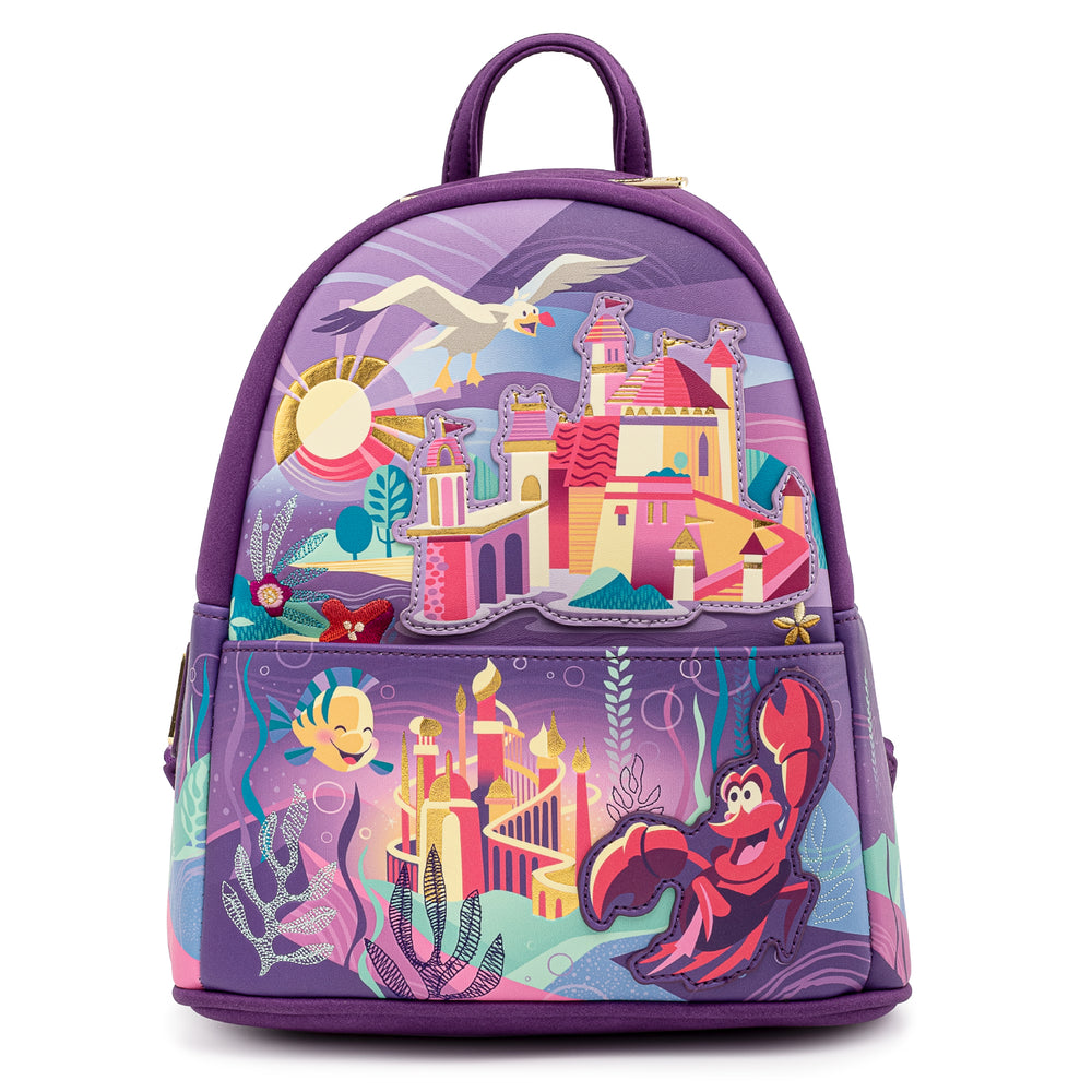 Disney The Little Mermaid Ariel Castle Mini Backpack Front View-zoom