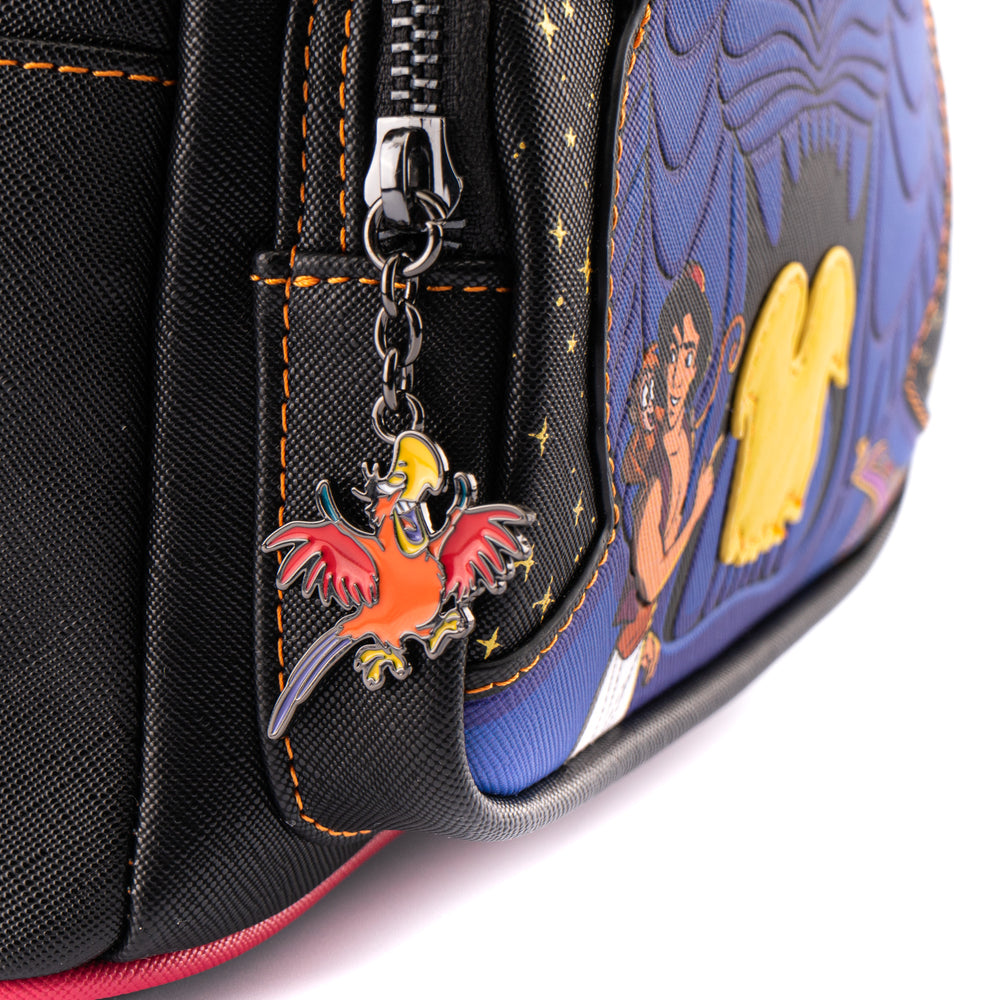 Disney Aladdin Jafar Villains Scene Mini Backpack Inside Closeup Zipper Charm View-zoom