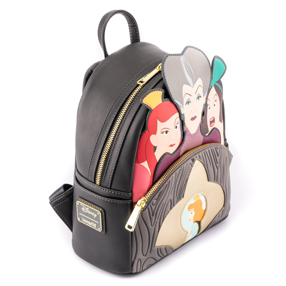 Disney Cinderella Evil Stepmother and Stepsisters Villains Scene Mini Backpack Top Side View-zoom