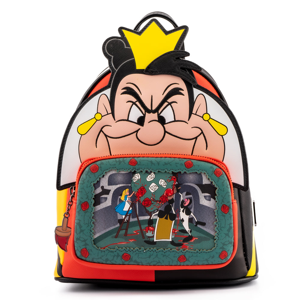 Alice in Wonderland Queen of Hearts Villains Scene Mini Backpack Front View-zoom