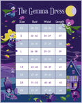 Disney Stitch Shoppe Hocus Pocus "Gemma" Dress Size Chart View