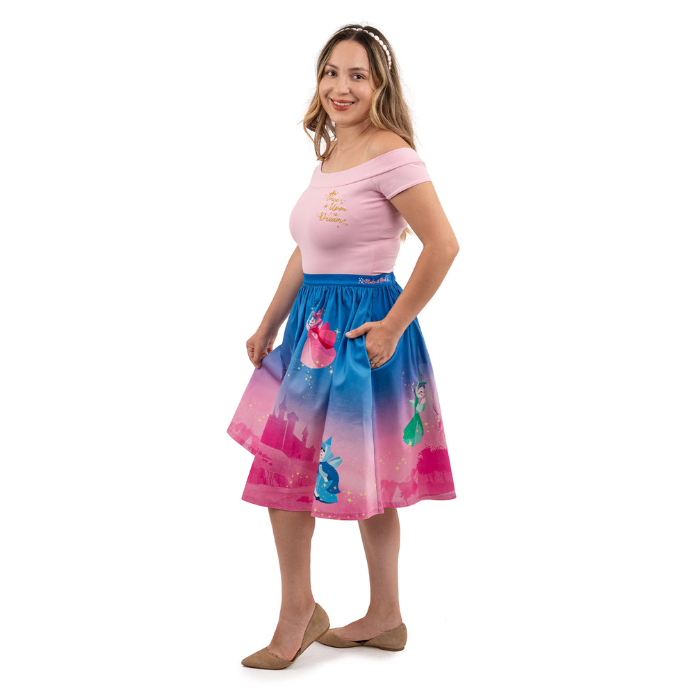 Disney Stitch Shoppe Sleeping Beauty "Sandy" Skirt Side Full Model View-zoom