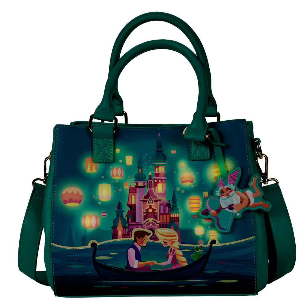 Tangled Rapunzel Castle Crossbody Glow in the Dark Bag Front Glow View-zoom