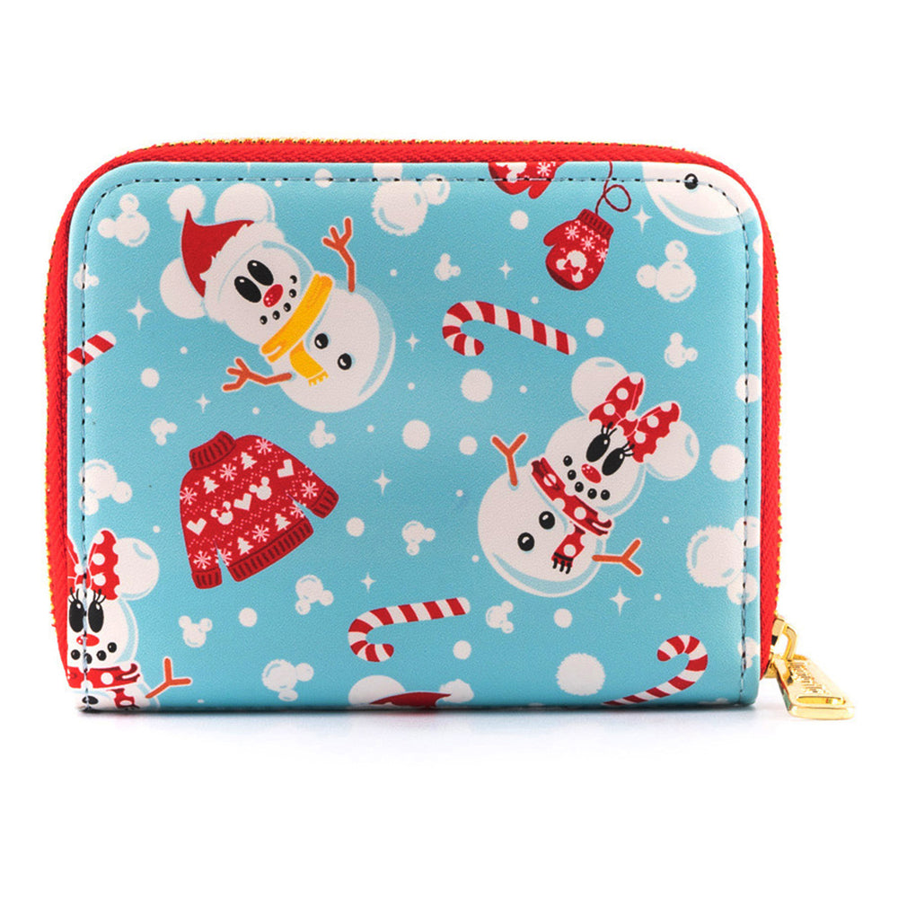 Disney Snowman Mickey and Minnie Mouse Zip Around Wallet Front View-zoom