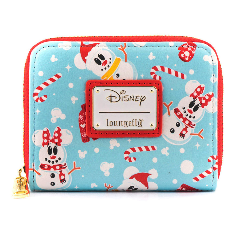 Disney Snowman Mickey and Minnie Mouse Zip Around Wallet Back View-zoom