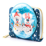 Disney Snowman Mickey and Minnie Mouse Snow Globe Zip Around Wallet Side View