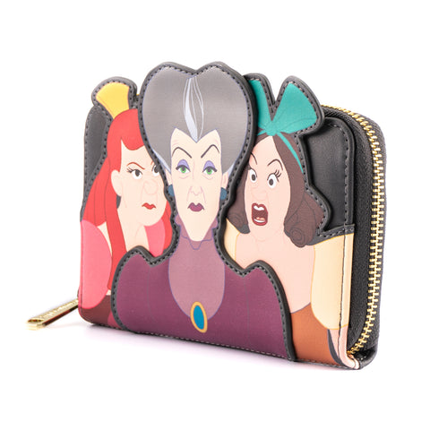 Disney Cinderella Evil Stepmother and Stepsisters Villains Scene Zip Around Wallet Side View