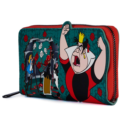 Alice in Wonderland Queen of Hearts Villains Scene Zip Around Wallet Side View