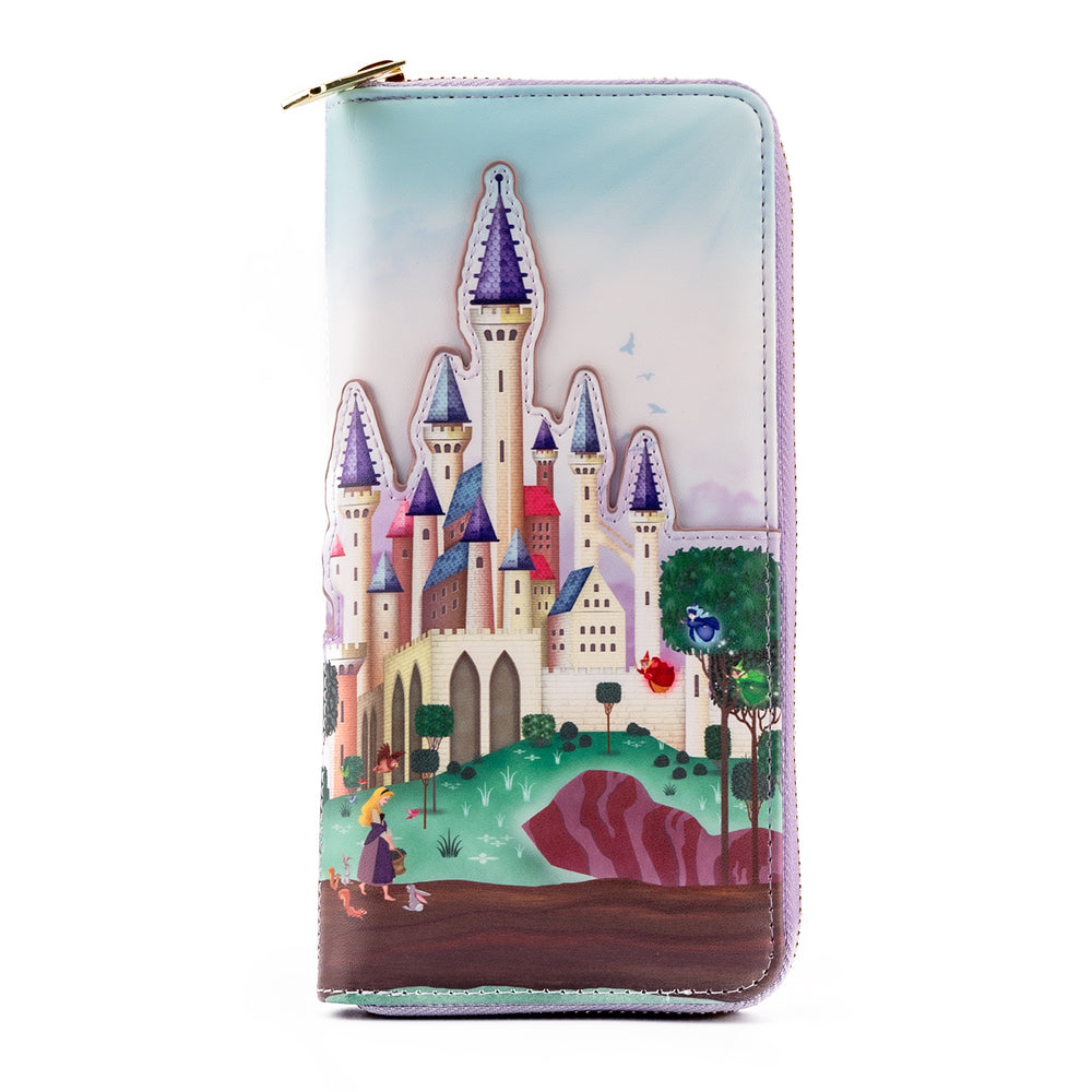 Sleeping Beauty Castle Zip Around Wallet Front View-zoom