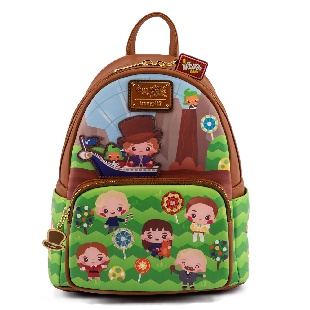 Willy Wonka Charlie and the Chocolate Factory 50th Anniversary Mini Backpack Front View-zoom