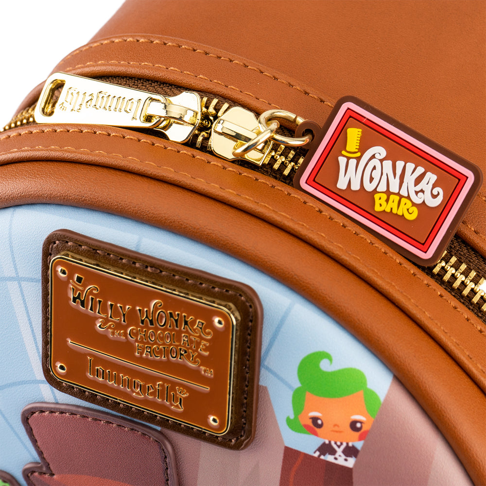 Willy Wonka Charlie and the Chocolate Factory 50th Anniversary Mini Backpack Closeup Zipper Charm View-zoom