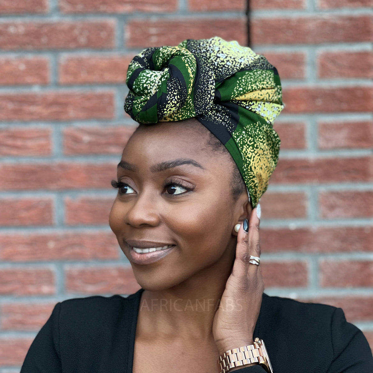 verwennen Overvloedig verwarring Afrikaanse Groen / gouden squares - Metallic hoofddoek - headwrap –  AfricanFabs.nl
