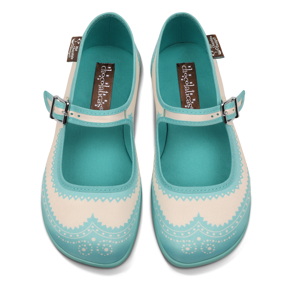 turquoise flat shoes