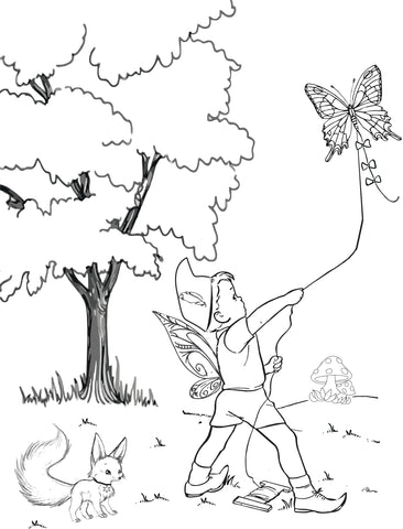 fairy kite coloring page