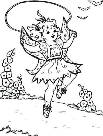 Fair doll jump rope coloring page