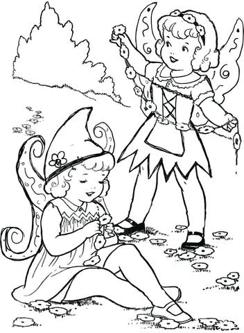 Daisy chain fairy coloring page
