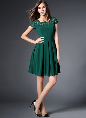 emerald fit and flare dress