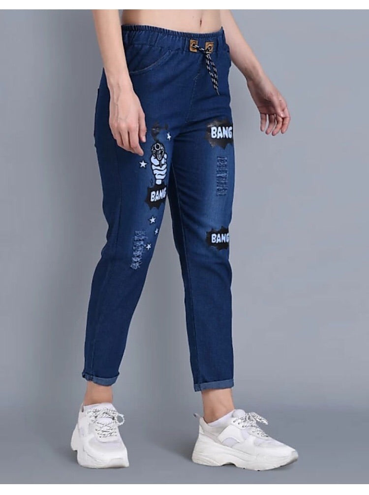 printed jeans pant