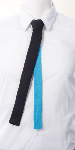 Black/Turquoise Contrast Back Skinny Tie