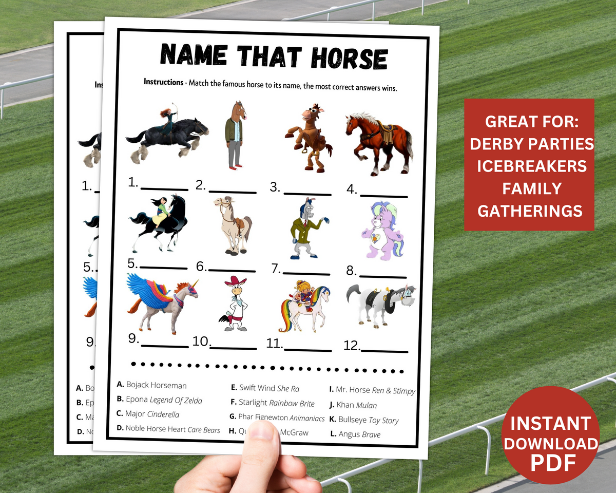 Kentucky Derby Name That Horse Trivia Game Derby Party Game For Adul