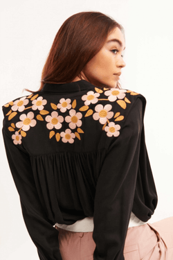 Wild Paris Jovana Noir Embroidered Top