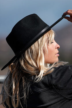 minga black wool rancher hat