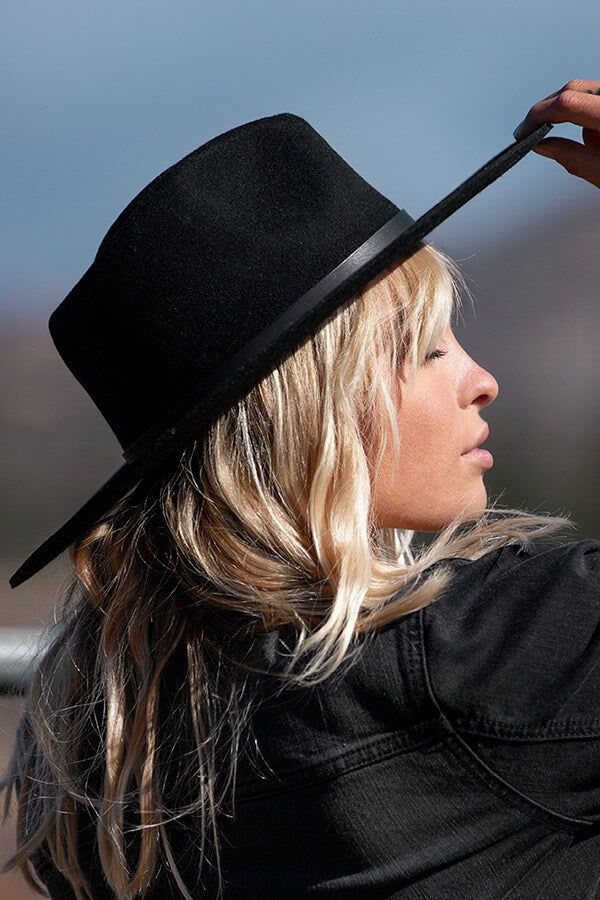 minga black wool rancher hat