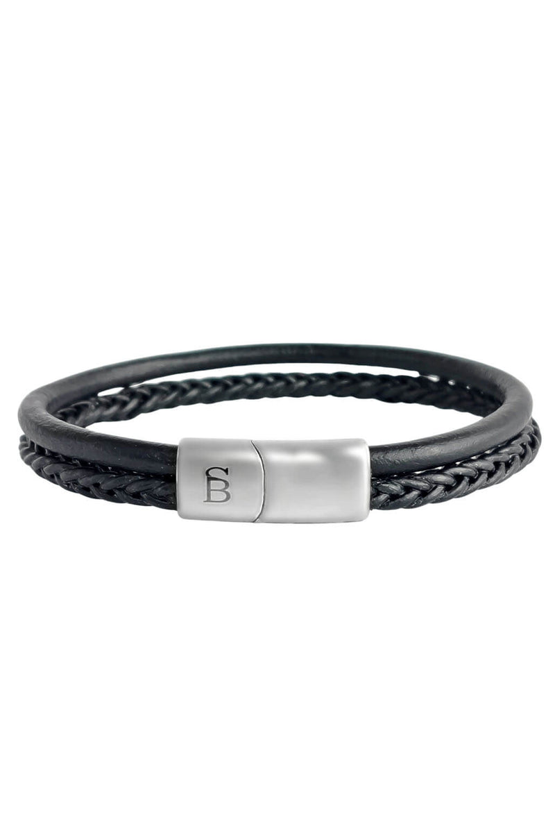 steel & barnett silver denby leather bracelet