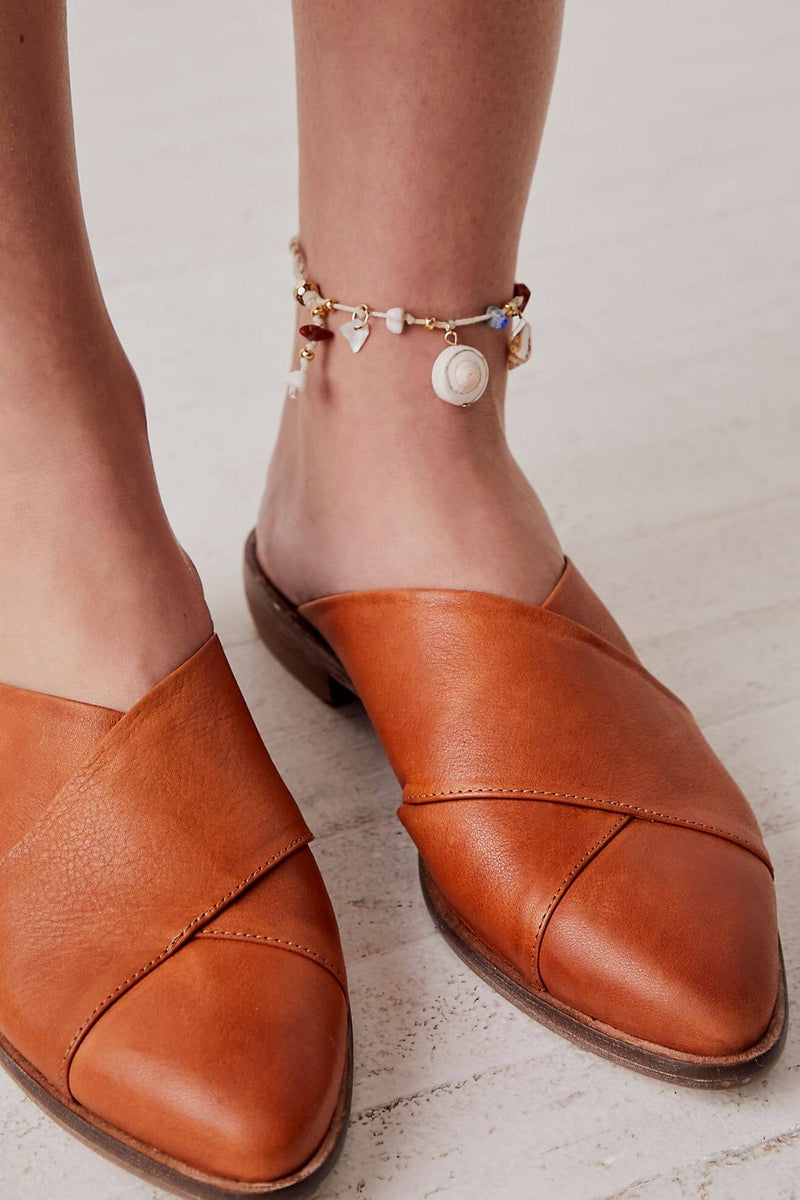 leather slip on mules