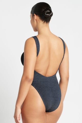 navy shimmer one piece one size fits all swim