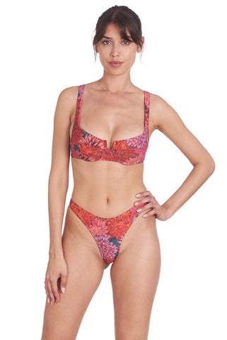 red floral bikini bottom from italy