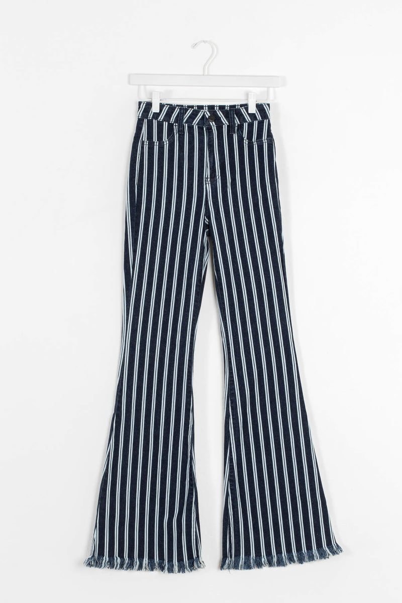 Cello striped flare jeans