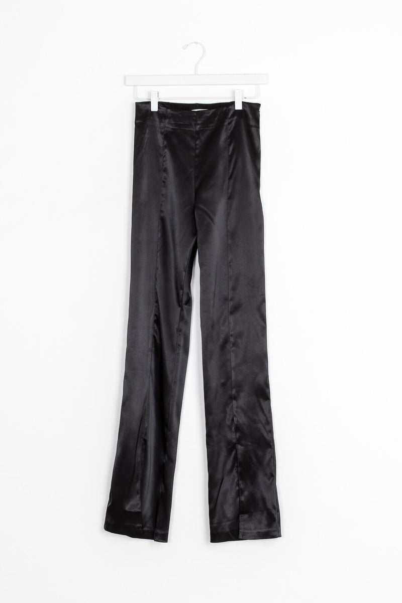 Black satin pants