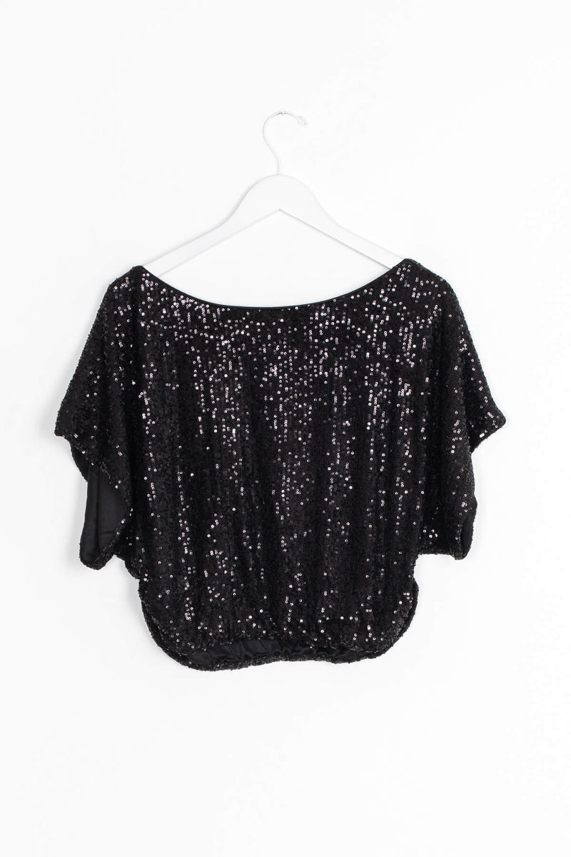 Black off the shoulder sequin top