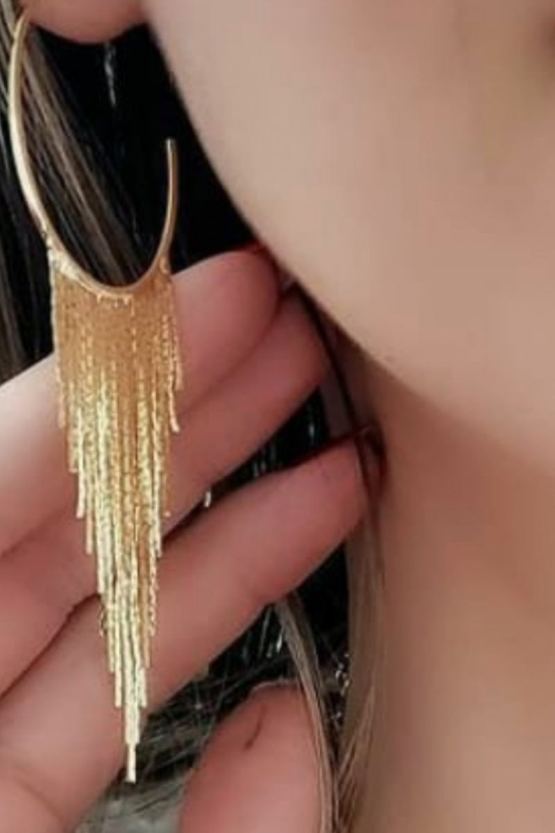 gold plated hoop fringe stud earrings